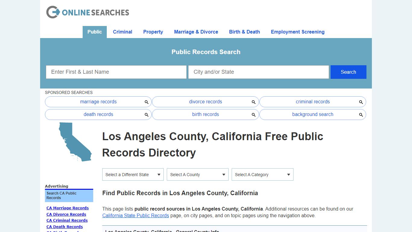 Los Angeles County, California Public Records Directory